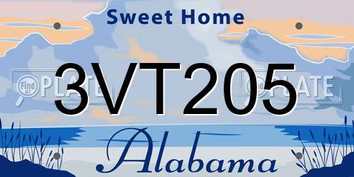3VT205 Alabama License Plate