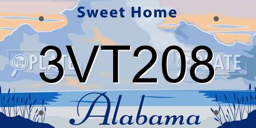 3VT208 Alabama License Plate