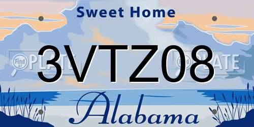 3VTZ08 Alabama License Plate