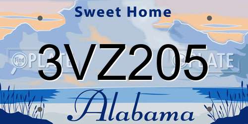 3VZ205 Alabama License Plate