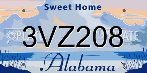 3VZ208 Alabama License Plate