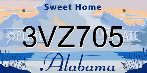 3VZ705 Alabama License Plate