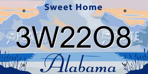 3W22O8 Alabama License Plate