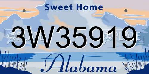 3W35919 Alabama License Plate