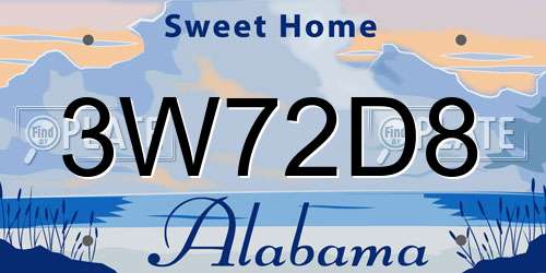 3W72D8 Alabama License Plate