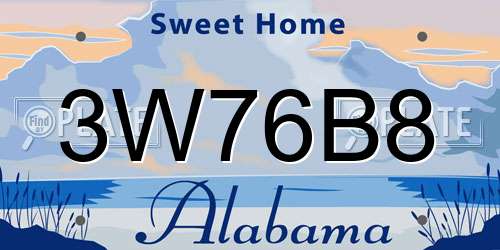 3W76B8 Alabama License Plate