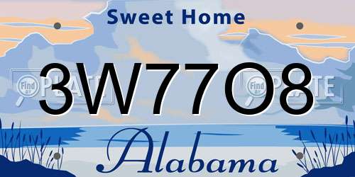 3W77O8 Alabama License Plate