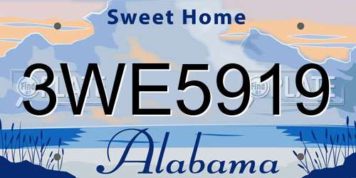3WE5919 Alabama License Plate