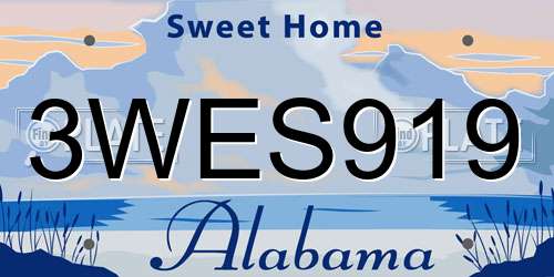 3WES919 Alabama License Plate