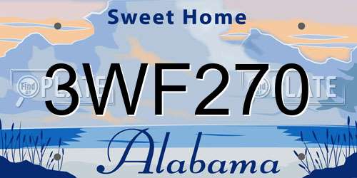 3WF270 Alabama License Plate