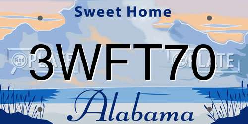 3WFT70 Alabama License Plate