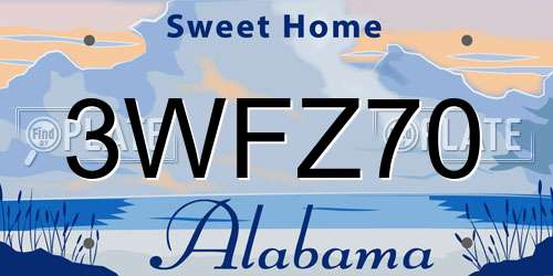3WFZ70 Alabama License Plate