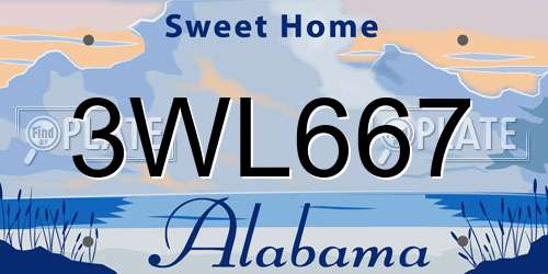 3WL667 Alabama License Plate