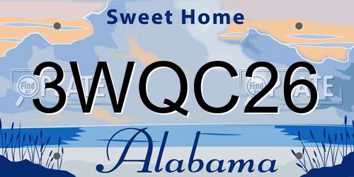 3WQC26 Alabama License Plate