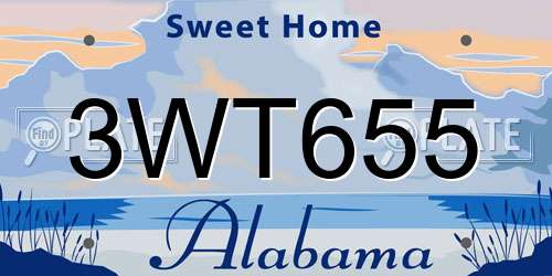 3WT655 Alabama License Plate