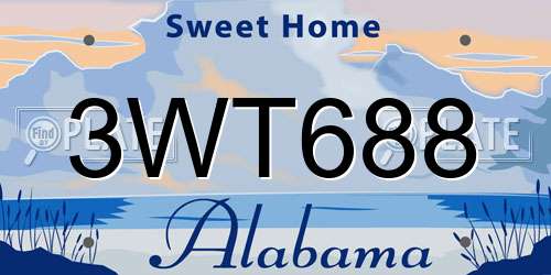3WT688 Alabama License Plate
