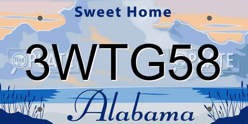 3WTG58 Alabama License Plate
