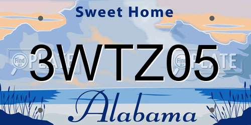 3WTZ05 Alabama License Plate