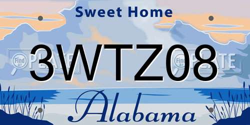 3WTZ08 Alabama License Plate