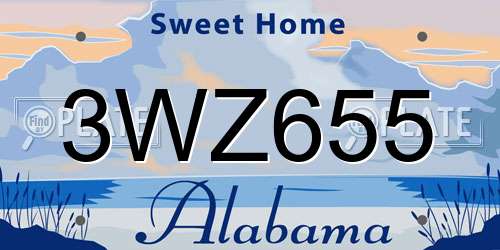 3WZ655 Alabama License Plate