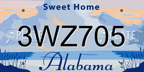 3WZ705 Alabama License Plate