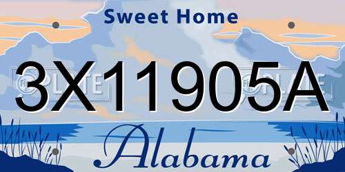 3X11905A Alabama License Plate