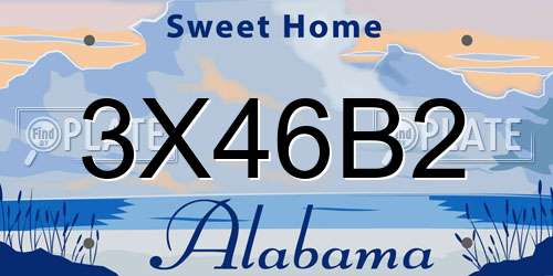 3X46B2 Alabama License Plate