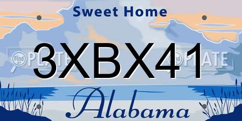 3XBX41 Alabama License Plate
