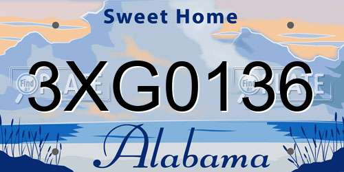 3XG0136 Alabama License Plate