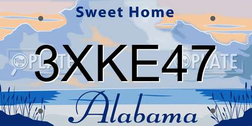 3XKE47 Alabama License Plate