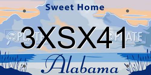 3XSX41 Alabama License Plate