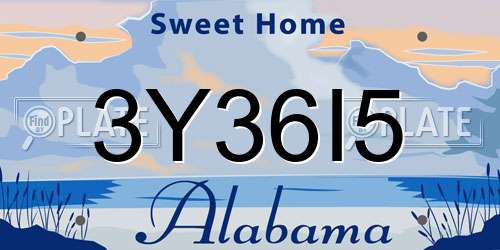 3Y36I5 Alabama License Plate