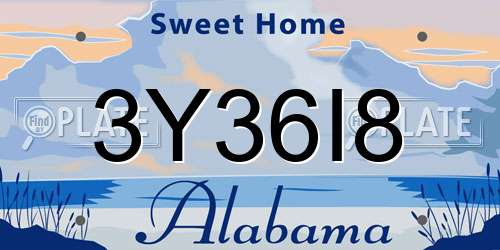 3Y36I8 Alabama License Plate