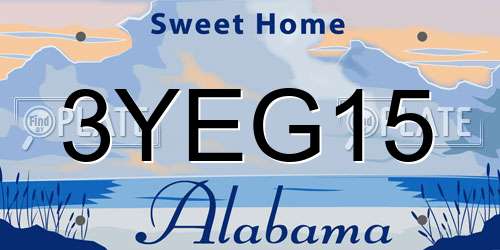 3YEG15 Alabama License Plate