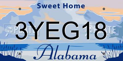 3YEG18 Alabama License Plate