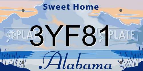 3YF81 Alabama License Plate