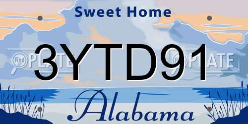 3YTD91 Alabama License Plate