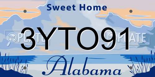 3YTO91 Alabama License Plate