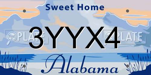 3YYX4 Alabama License Plate