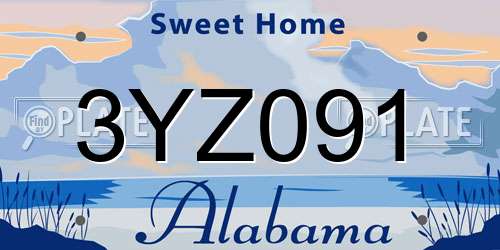 3YZ091 Alabama License Plate