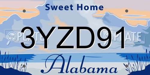 3YZD91 Alabama License Plate