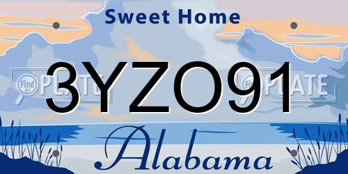 3YZO91 Alabama License Plate