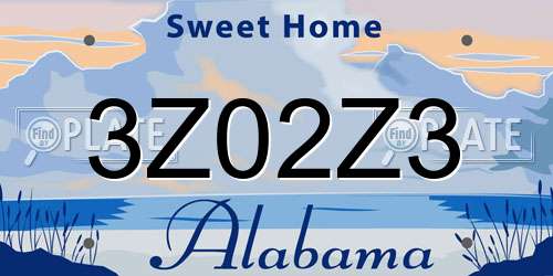 3Z02Z3 Alabama License Plate