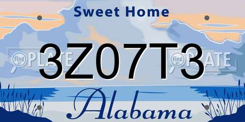 3Z07T3 Alabama License Plate