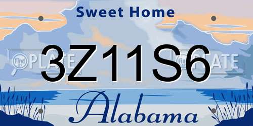 3Z11S6 Alabama License Plate