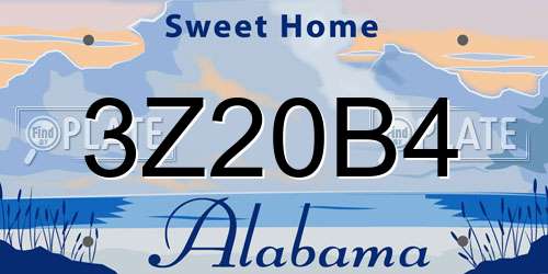 3Z20B4 Alabama License Plate