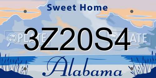 3Z20S4 Alabama License Plate