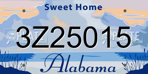 3Z25015 Alabama License Plate