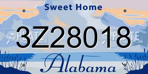 3Z28018 Alabama License Plate