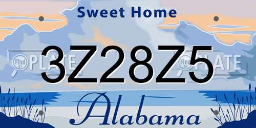 3Z28Z5 Alabama License Plate